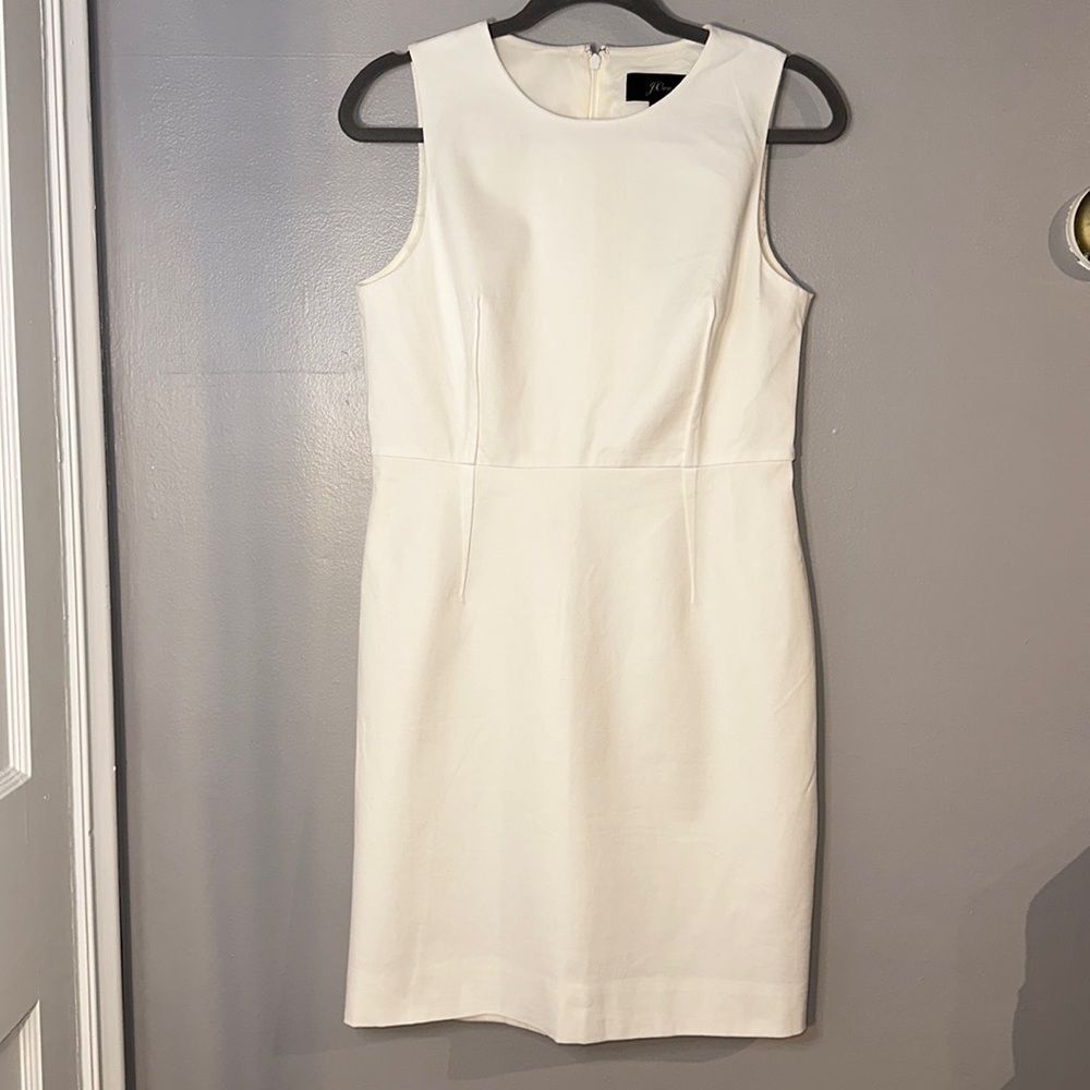 J. Crew Ivory Cotton Stretch Blend Sheath Sleeveless Dress Size 12P